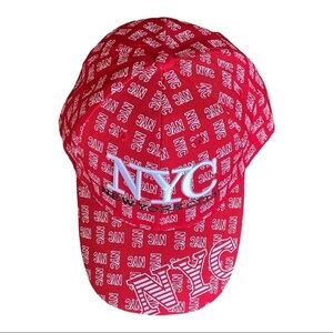 New York City Red & White Embroidered NY Adjustable Wool Baseball Cap